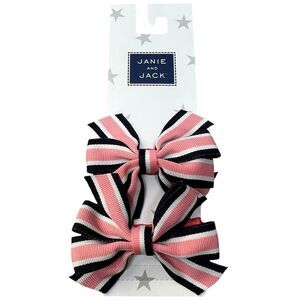 Janie and Jack Pink, White, Navy Hair Bows New